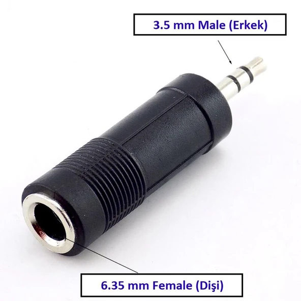 6,3MM DİŞİ 3,5MM ERKEK AUX ÇEVİRİCİ GİTAR JACK 6.3MM DİŞİ 3.5MM ERKEK AUX  ÇEVİRİCİ ürün görseli 1