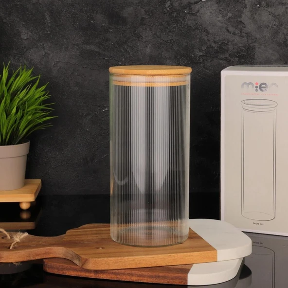 Mien Bambu Kapaklı Cam Kavanoz 1400 ml ürün görseli 1