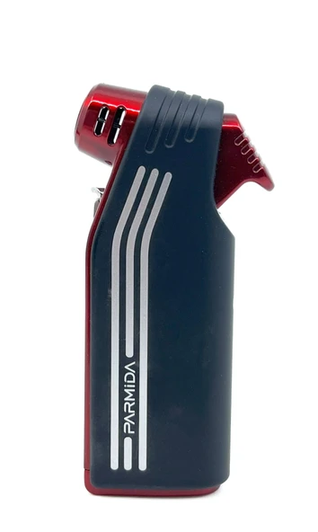 Parmida Tek Torch Jet Alev Pipo Çakmağı Dahili Pipo Kaşığı - Kırmızı/Siyah ürün görseli 1