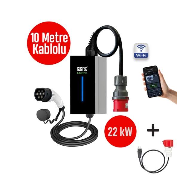 SGSTEC Home 22kW 10Metre Kablolu Elektrikli Araç Şarj Cihazı ürün görseli 1