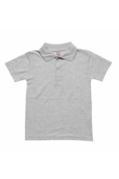 A.L.M Kids Unisex Kısa Kollu Polo Yaka Gri Okul Tişörtü 5-17 Yaş ürün görseli 1