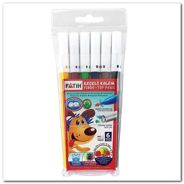 Keçeli Kalem 6 Renk Plastik Kutu Fatih 6 Renk Keçeli Kalem Tam Boy Plastik Kutu ürün görseli 1