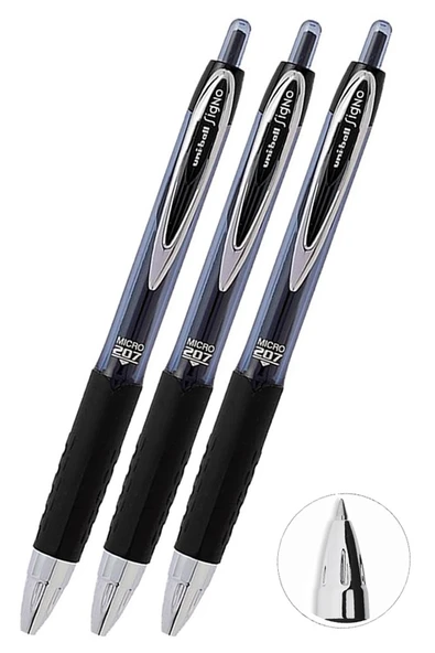 Siyah Pilot Kalem 3 Adet Uniball Signo Micro 207 0.5 mm Roller Uçlu Pilot Kalem Umn-207 İnci Uçlu Likit Mürekkepli Jel ürün görseli 1
