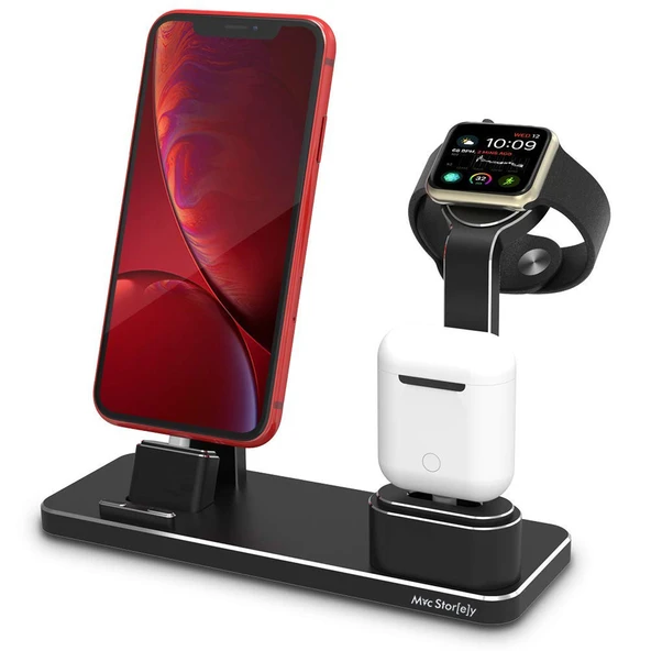 3-in-1 Apple Şarj Standı iPhone Apple Watch AirPods Uyumlu 20W Adaptörlü Metal Çoklu Şarj İstasyonu ürün görseli 1