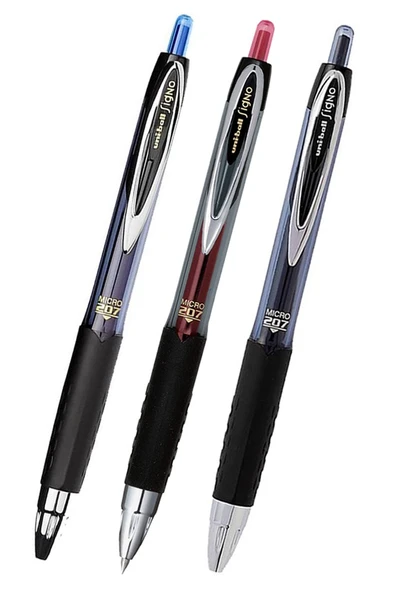 Mavi Siyah Kırmızı Pilot Kalem 3 Adet Uniball Signo Micro 207 0.5 mm Roller Uç Kalem Umn-207 İnci Uçlu Likit Mürekkepli ürün görseli 1