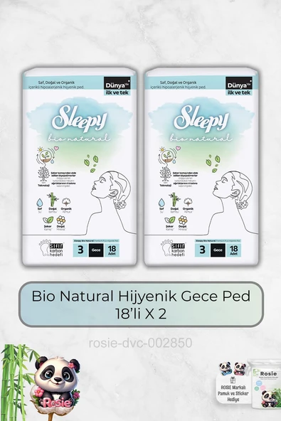 Bio Natural Hijyenik Ped Gece 18'li X 2 ve Rosie Hediye ürün görseli 1