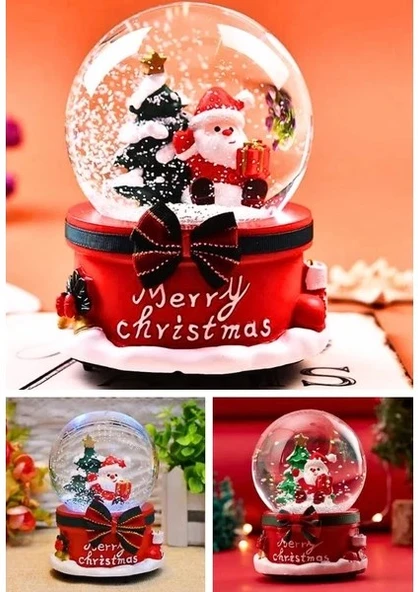Yılbaşı Noel Baba Kar Püskürtmeli Işıklı Müzikli Noel Baba Çam Ağacı 15CM Yeni Yıl Hediye Kar Küre ürün görseli 1
