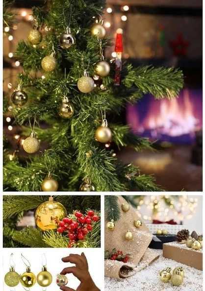 12 Adet Gold 2,5 cm Süs Topu Parlak Gold Mat Gold 12 Lİ Süs Mini Yılbaşı Topu Noel Çam Ağacı Topu ürün görseli 1
