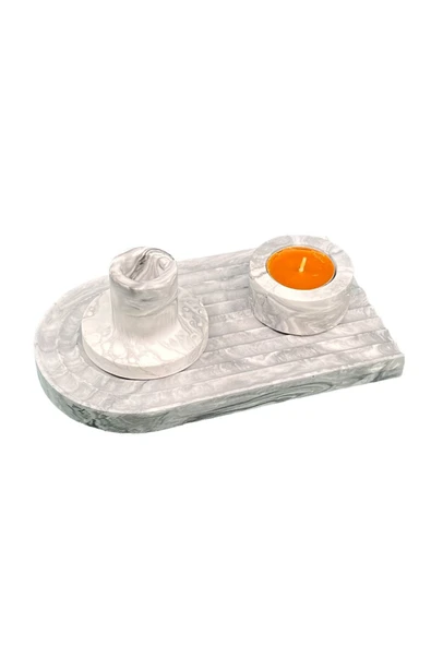 Betonmall 3 Parça Beton Mumluk Seti Şamdan Ve Tealight Mumluk Takımı ürün görseli 1