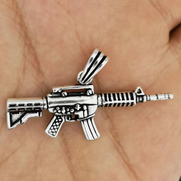 Tüfek Tasarımlı 925 Ayar Gümüş Kolye Ucu ürün görseli 1