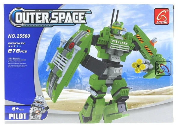 Ausini Outer Space 276 Parça Yeşil Robot - Resim 3