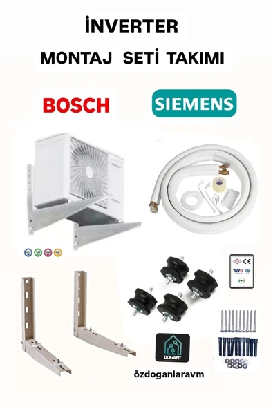 İNVERTER  9000 Btu-12000 Btu Klima 3 Metre Boru 50  Cm Ayak Titreşim Takozu ürün görseli 1