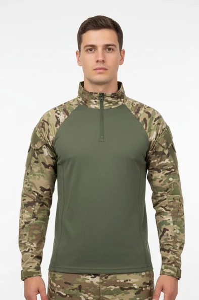 Sword Dirsek Detaylı Polo Yaka Kadın&Erkek Combat T-shirt Single ürün görseli 1