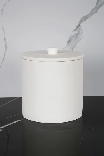 Betonmall Mermer Desenli Beton Çöp Kovası Banyo Mutfak Tuvalet Wc 18 Cm 4 Litre ürün görseli 1