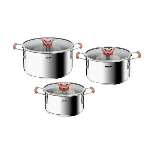TEFAL G720S6 OPTİSPACE ÇELİK TENCERE SETİ 6 PARÇA - 2100115981 ürün görseli 1