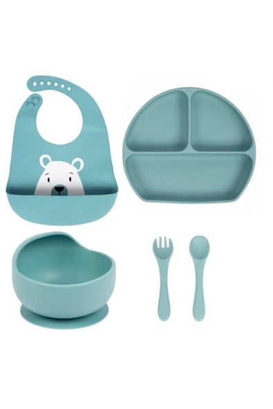 Sevi Bebe  Mint Silikon Beslenme Seti 4lü - Mommyslab Mağaza ürün görseli 1