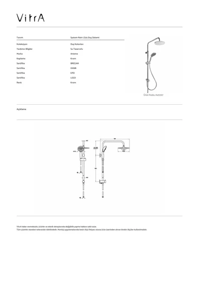 Artema System Rain Ls25 Duş Kolonu Krom A45597 - Resim 3