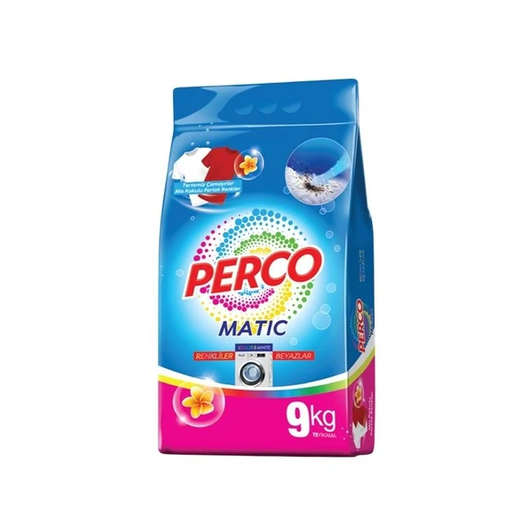 Perco Matik Toz Çamaşır Deterjanı 9KG Beyazlar ve Renkliler Tüm Çamaşırlar (72 Yıkama) ürün görseli 1