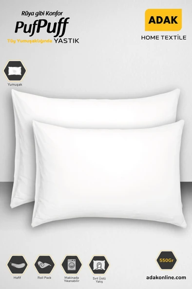 Adak Puf Puff 2li Roll Pack Elyaf Yastık Seti 50x70 Cm ürün görseli 1