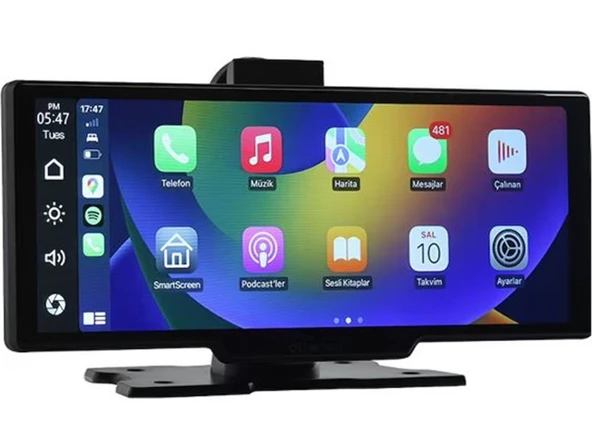Ottocast 10" Taşınabilir Apple CarPlay & Android Auto, Ön & Arka Kameralı Araç Multimedya ürün görseli 1