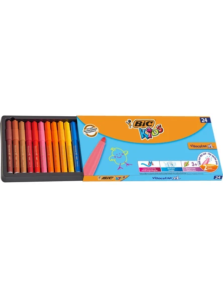 Bic Kids Visa Color XL Yıkanabilir Keçeli Boya Kalemi 24 Renk 3419 ürün görseli 1