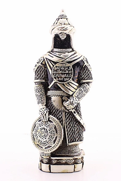 Zırhlı Cevşen Ayetli Asker Gümüş Biblo 3 Boyutlu Polyester Üzerine Metal Kaplama Biblo KüçükBoy 24Cm ürün görseli 1