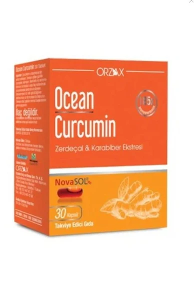 Orzax Ocean Curcumin Karabiber Ekstresi Takviye Edici Gıda 30 Kapsül ürün görseli 1