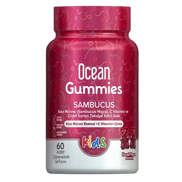 Orzax Ocean Gummies Sambucus 60 Adet Çiğnenebilir Jel Form ürün görseli 1