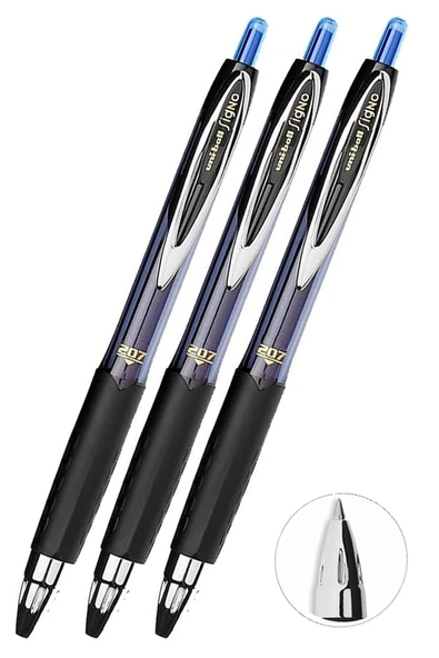 Mavi Pilot Kalem 3 Adet Uniball Signo 207 0.7 mm Roller Uçlu Pilot Kalem Umn-207 Likit Mürekkepli Pilot Kalem Jel Kalem ürün görseli 1