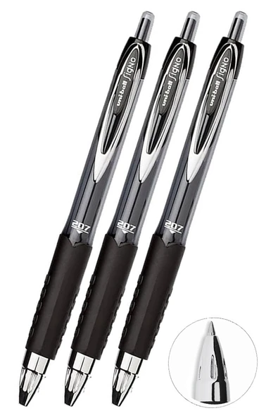 Siyah Pilot Kalem 3 Adet Uniball Signo 207 0.7 mm Roller Uçlu Pilot Kalem Umn-207 Likit Mürekkepli Pilot Kalem Jel Kalem ürün görseli 1