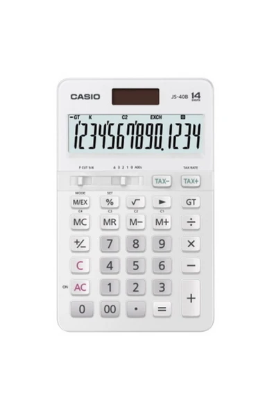 Casio Js-40b-we Beyaz Profesyonel 14 Hane Masa Üstü Hesap Makinesi ürün görseli 1