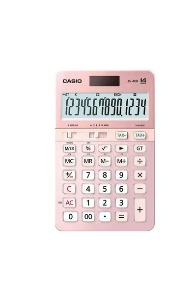 Casio Js-40b-pk Pembe Profesyonel 14 Hane Masa Üstü Hesap Makinesi ürün görseli 1