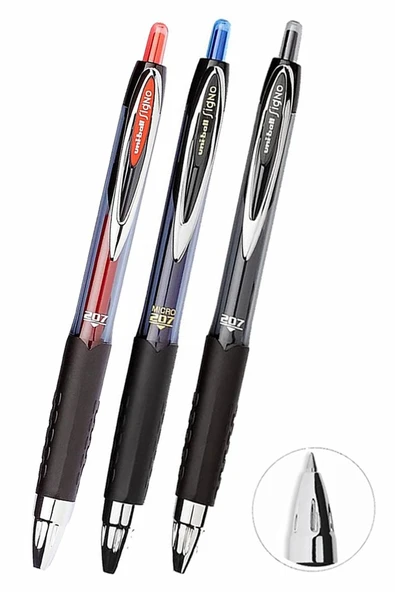 Mavi Siyah Kırmızı Pilot Kalem 3 Adet Uniball Signo 207 0.7 mm Roller Pilot Kalem Umn-207 Likit Mürekkepli Pilot Kalem ürün görseli 1