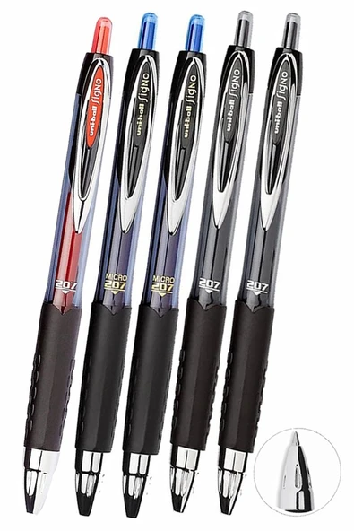 Mavi Siyah Kırmızı Pilot Kalem 5 Adet Uniball Signo 207 0.7 mm Roller Pilot Kalem Umn-207 Likit Mürekkepli Pilot Kalem ürün görseli 1