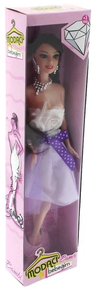 Bambi Beyaz Elbiseli Moda Bebek - Resim 2