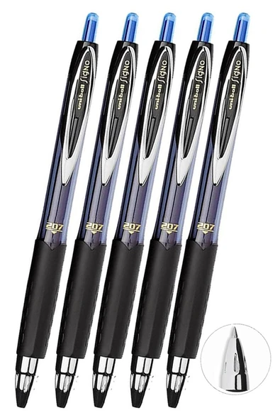 Mavi Pilot Kalem 5 Adet Uniball Signo 207 0.7 mm Roller Pilot Kalem Umn-207 Likit Mürekkepli Pilot Kalem Jel Kalem ürün görseli 1
