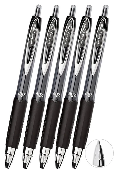 Siyah Pilot Kalem 5 Adet Uniball Signo 207 0.7 mm Roller Pilot Kalem Umn-207 Likit Mürekkepli Pilot Kalem Jel Kalem ürün görseli 1