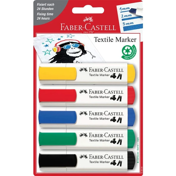 Faber-Castell Klasik Tekstil Markörü 5'li Paket ürün görseli 1