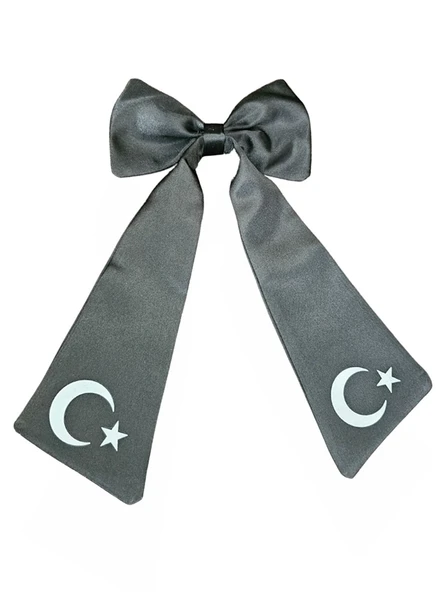 Ay Yıldızlı Fiyonklu Siyah Saç Tokası ürün görseli 1