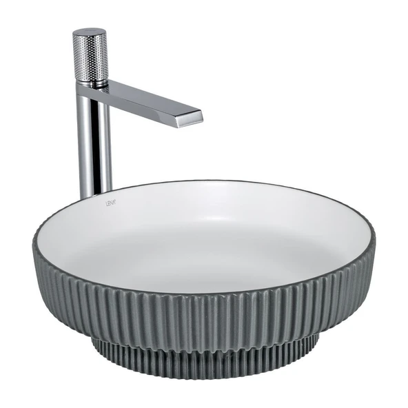 LENA TEZGAHÜSTÜ LAVABO (MAT GRİ-BEYAZ) E-W1501MGB ürün görseli 1