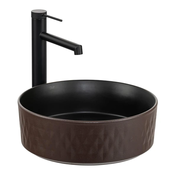 LENA TEZGAHÜSTÜ LAVABO (MAT KAHVE-SİYAH) E-W5001KS ürün görseli 1