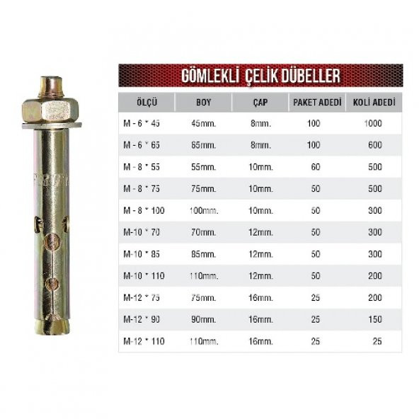 FRT KLİPSLİ ÇELİK DÜBEL M8*75 - Resim 2