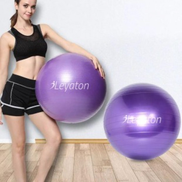 Leyaton Mor 75 cm Pilates Topu Büyük Boy Kalın Yoga Pilates Top ürün görseli 1