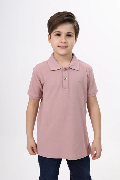 Toontoy Unisex Çocuk Polo Yaka Düğmeli Kısa Kollu  Nakışlı Tişört 23358 ürün görseli 1