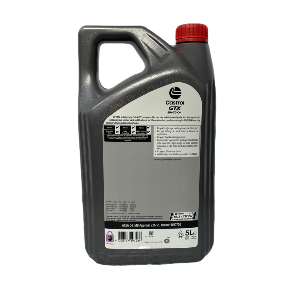 Castrol Gtx 5W-30 C4 5 Lt 2026 - Resim 2