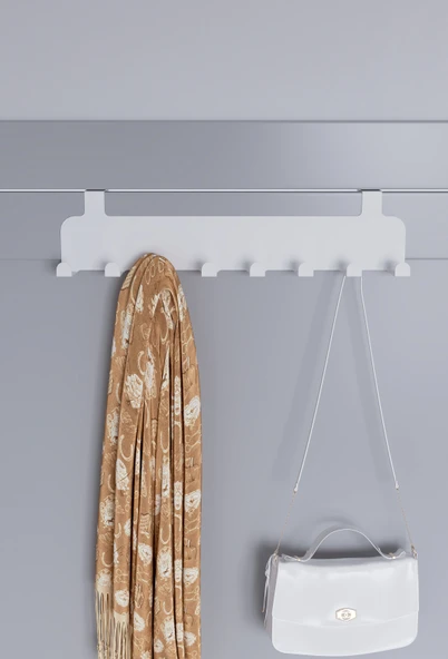 Metal Beyaz Amerikan Kapı Arkası Askılık Mutfak Banyo Oda Kapı Arkası Askılık Beyaz ürün görseli 1