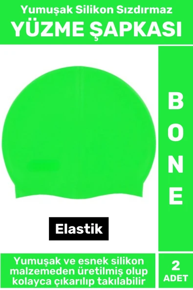 Özel Üretim Su Geçirmez Elastik Yüzücü Havuz Deniz Yüzme Şapkası Yumuşak Silikon Bone 2 Adet ürün görseli 1