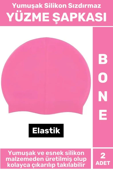 Özel Üretim Su Geçirmez Elastik Yüzücü Havuz Deniz Yüzme Şapkası Yumuşak Silikon Bone 2 Adet ürün görseli 1