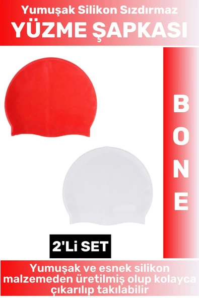 Özel Üretim Su Geçirmez Elastik Yumuşak Yüzücü Havuz Deniz Yüzme Şapkası Silikon Bone 2'Li SET ürün görseli 1