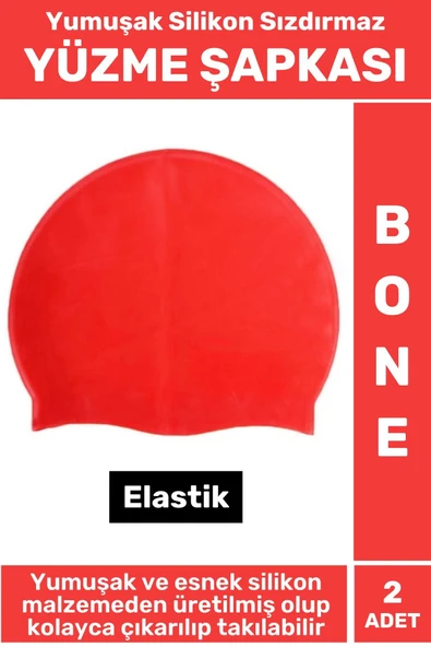 Özel Üretim Su Geçirmez Elastik Yüzücü Havuz Deniz Yüzme Şapkası Yumuşak Silikon Bone 2 Adet ürün görseli 1